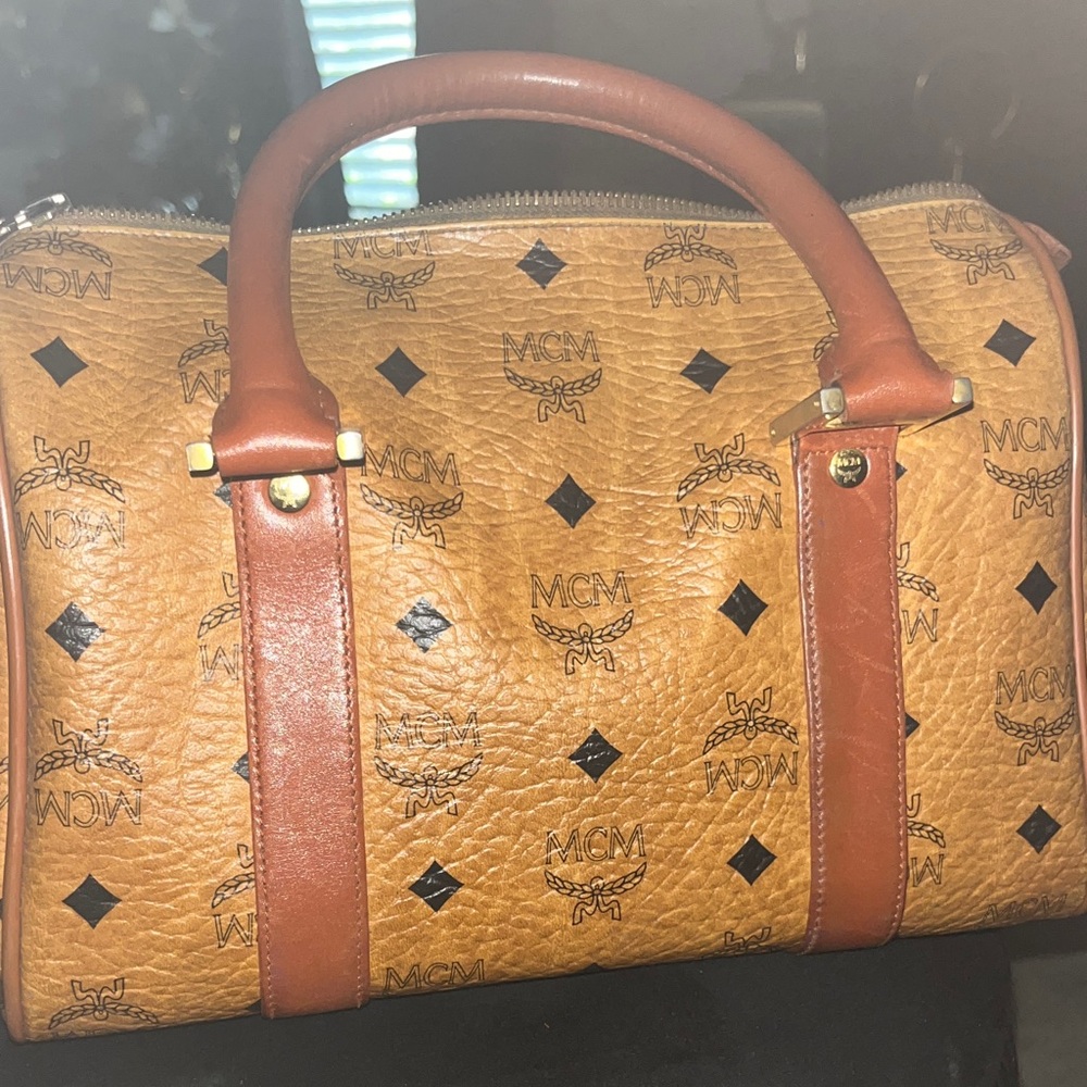 Authentic Vintage MCM Visetos Boston Bag in Cognac Monogram